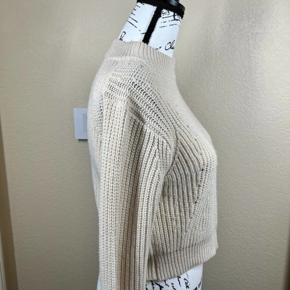Kendall & Kylie cream sweater women crop knit long sleeve sweater size S - Picture 4 of 12